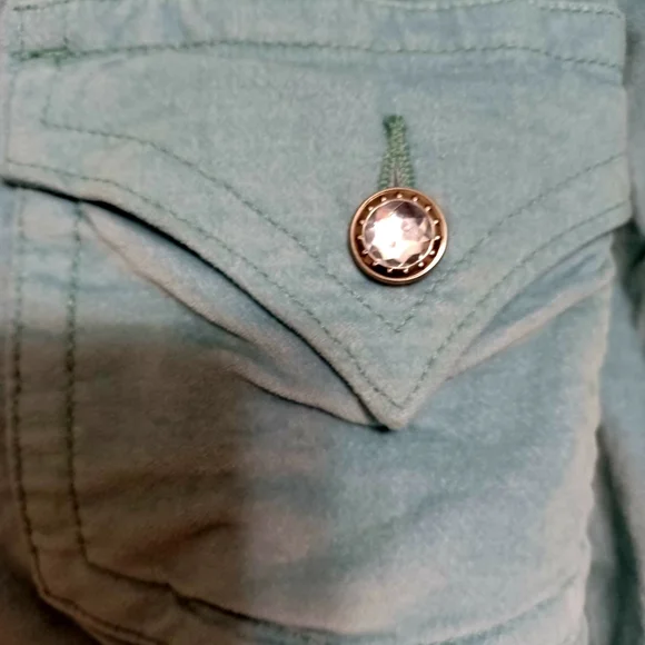 Green velvet short jacket NWT size Petite Large ..With stretch - Picture 3 of 4